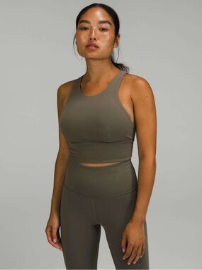 lululemon wunder train longline bra - carob brown